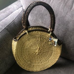 Handmade Bolga basket bag from Ghana NWT!
